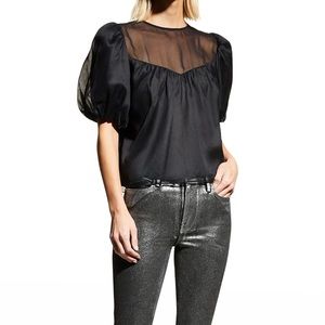 FRAME Sheer Inset Silk Top size Medium NWT